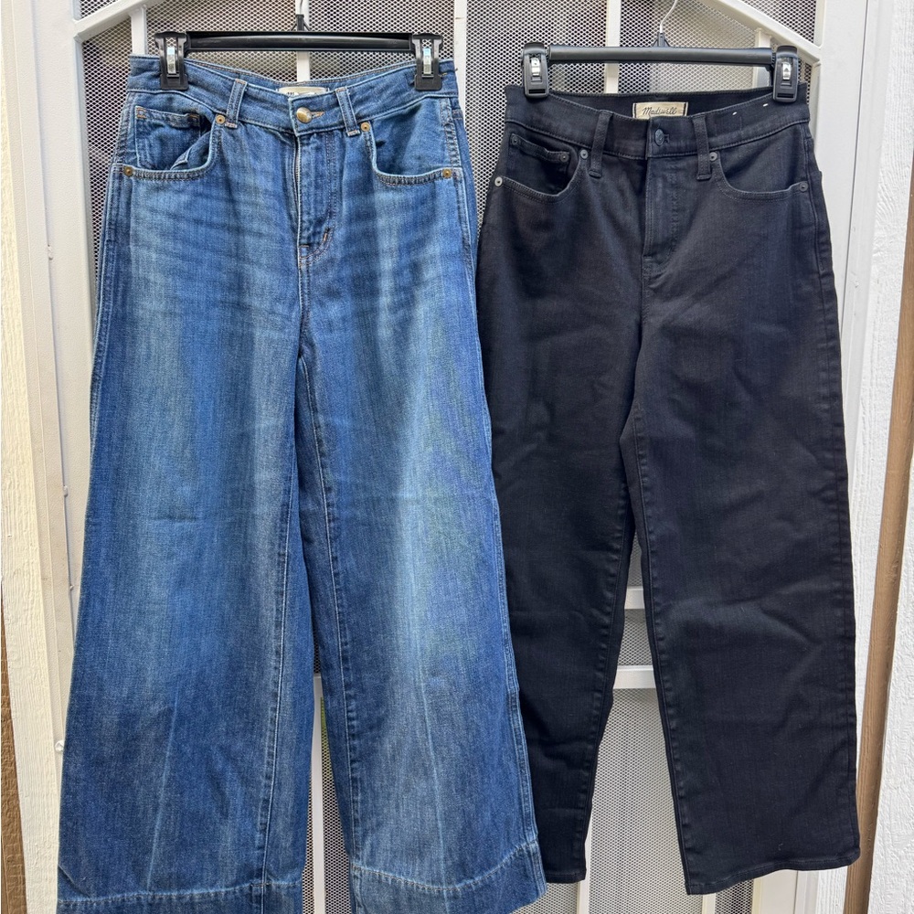Madewell Women's Blue and Black Flare Jeans
$70 for both pairs.